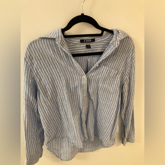 Chaps blue&white stripped button down shirt - Picture 2 of 3